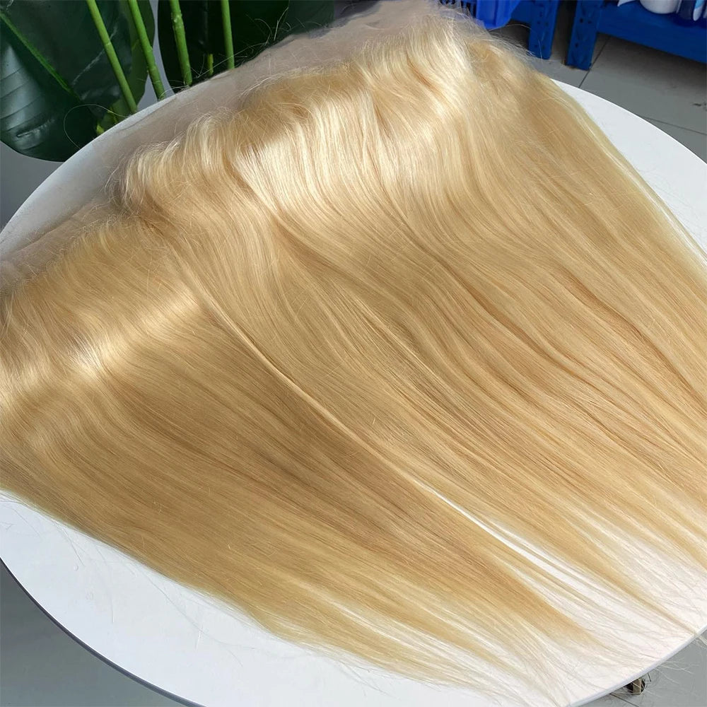 Blonde 613 13x4 Lace Frontal Human Hair Straight Transparent Lace Front Closure Pre Plucked With Baby Hair Brazilian Remy Hair