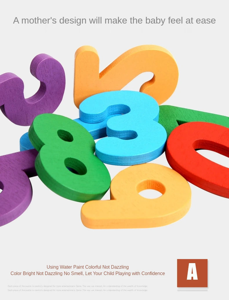 Kids Teaching Early Learning Aids Toddler Educational Toy Wooden Number Matching Addition and Subtraction Math Toys for Children