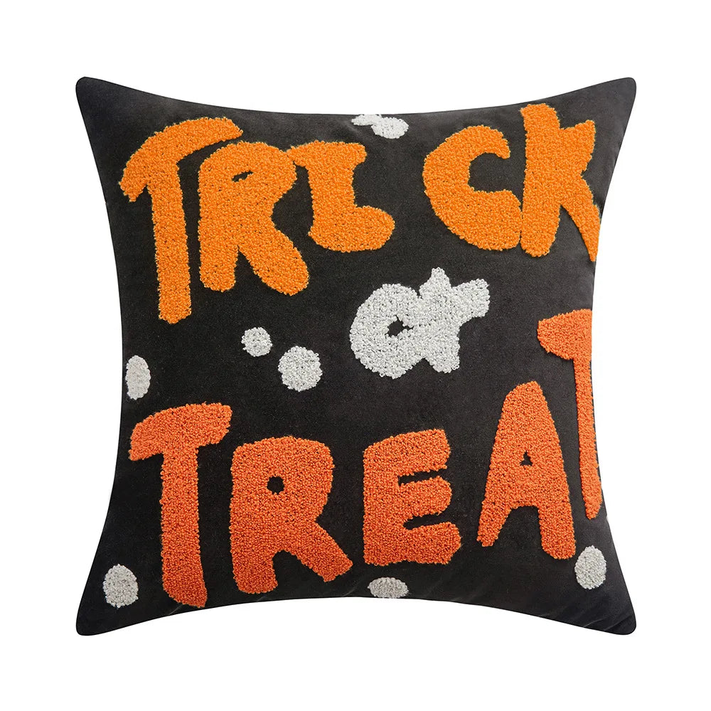 30x50/45x45cm Halloween Embroidery Pillowcase Home Holiday Decoration Sofa Pillow Cover Living Room Plush Orange Cushion Covers