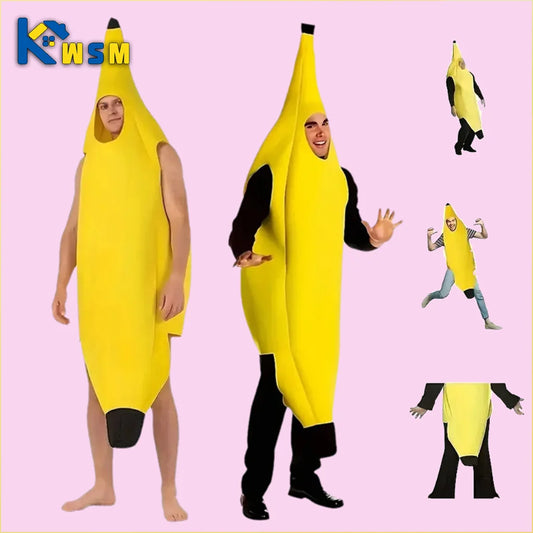 Kids Halloween Banana Costume Fruit Outfit Stage Performance Clothes Parent Child Matching Kindergarten Role Play Decoration