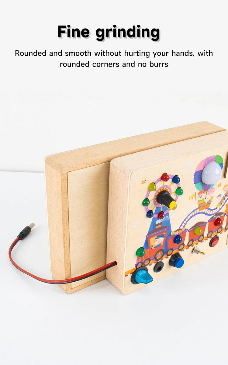 Montessori LED Busy Board Sensory Toys Children Early Education Colour Switch Cognize Toys Recognize Shapes  Objects Toys Gifts