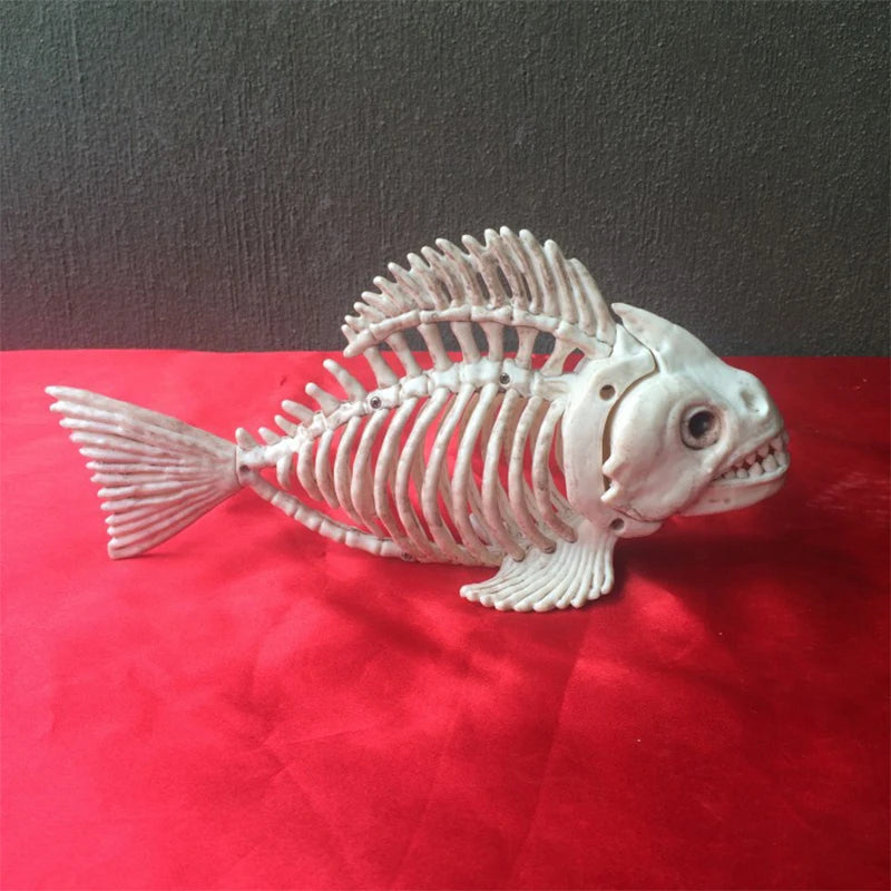 Halloween Animal Skeleton Bones Horror Piranha Fish Ornaments Creepy Decoration Props Party For Kids Gift