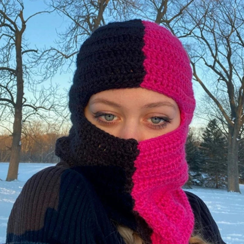 Terrifying Ghost Knitted Winter Balaclava Bucket Hat Full-Head Halloween Cosplay