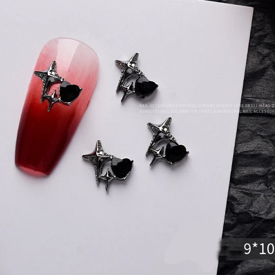 10PCS Gothic Punk Style Alloy 3D Nail Art Charms Heart Skeleton Cross Spider Design For Halloween Nails Decoration Accessories