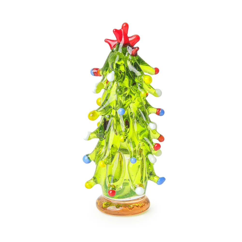 Glass Crystals Christmas Tree Figurine Statue Mini Christmas Tree Miniature Table Ornaments Handmade Crystals Ornaments