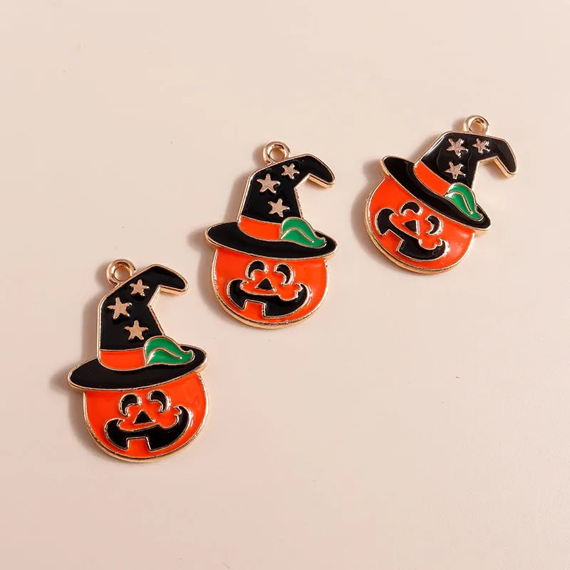 10pcs Enamel Halloween Skull Skeleton Charms Penants for Necklace Earrings DIY Bracelet Handmade Jewelry Accessories Findings