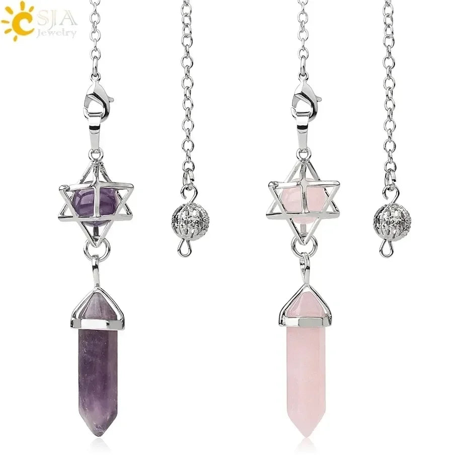 Healing Spiritual Crystal Pendulum Reiki Natural Stone Pendant Cone Penulum Pendulos for Dowsing Divination Healing Jewelry S962