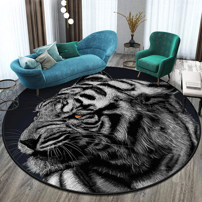 Tiger Round Rug Floor Mats Living Room Rugs Kids  Decor Gifts Restroom     Prayer  Area