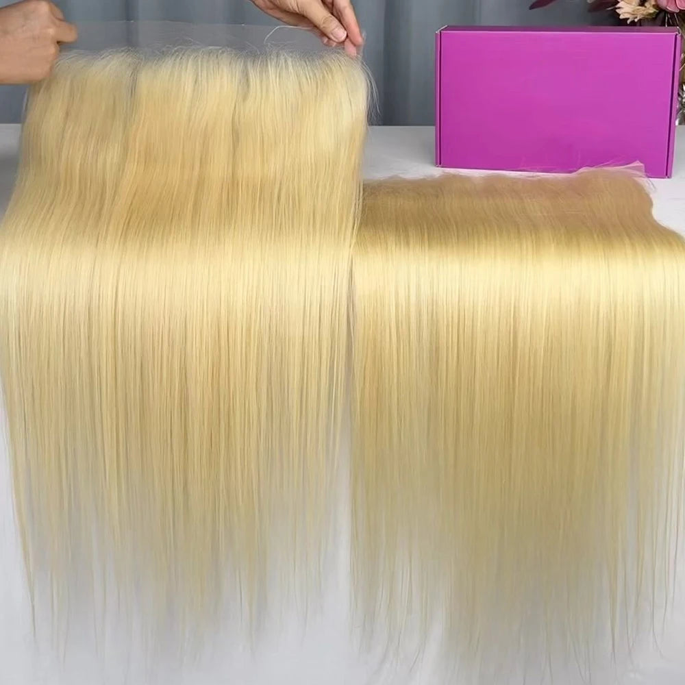 Blonde 613 13x4 Lace Frontal Human Hair Straight Transparent Lace Front Closure Pre Plucked With Baby Hair Brazilian Remy Hair
