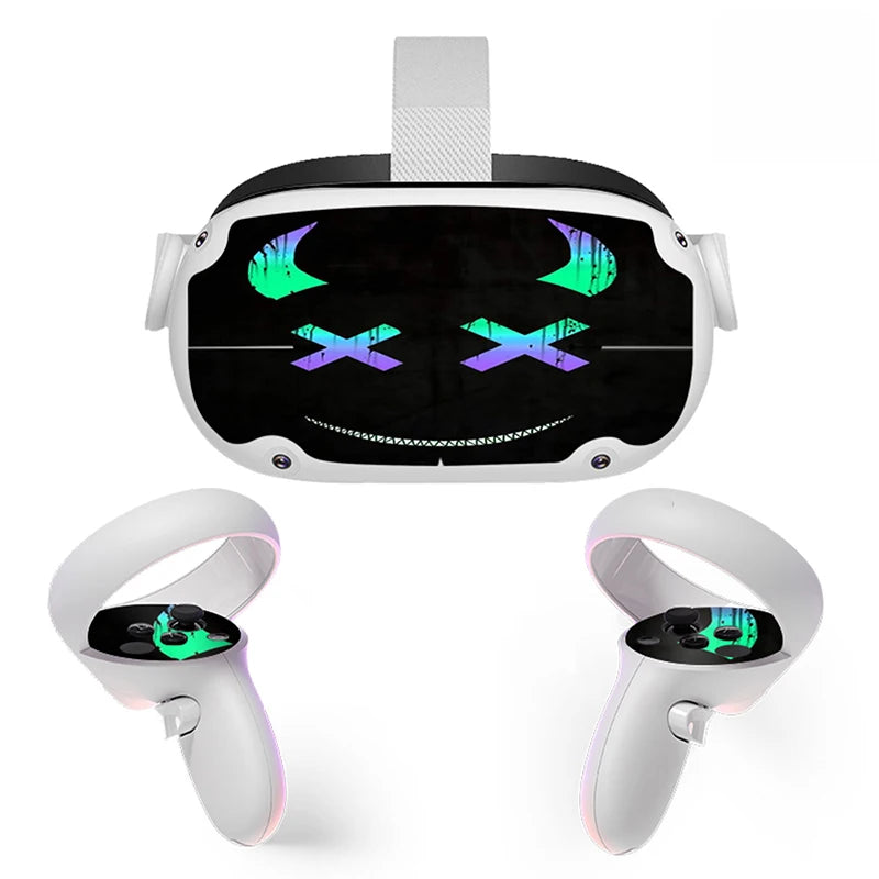 Sticker Vinyl Skin for Oculus Quest 2 VR Headset Controller  PVC Decals Halloween Pattern Wrap Cover for Meta Quest2 Accessories
