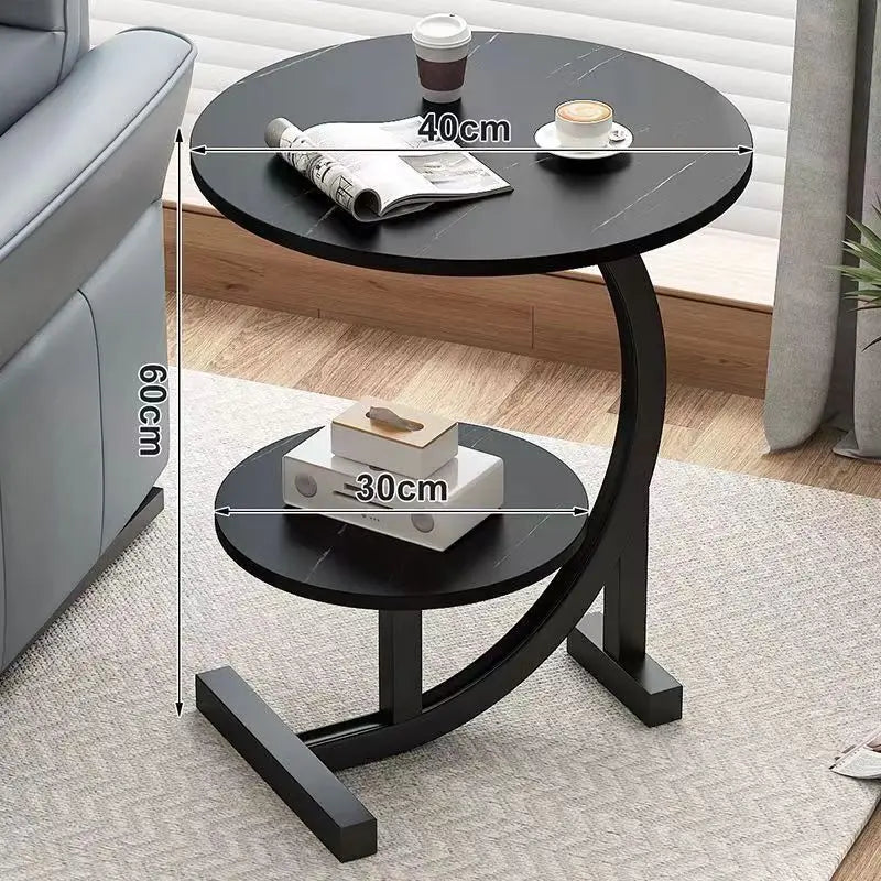 Household Mini Coffee Table Light Luxury Movable 2layer Sofa Side Table Bedside Storage Shelf Balcony Coffee Table Shelves