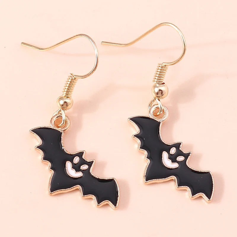 Aihua Fashion Halloween Earrings Enamel Ghost Skeleton Pumpkin Bat Spider Earrings For Women Halloween Night Party Jewelry Gifts