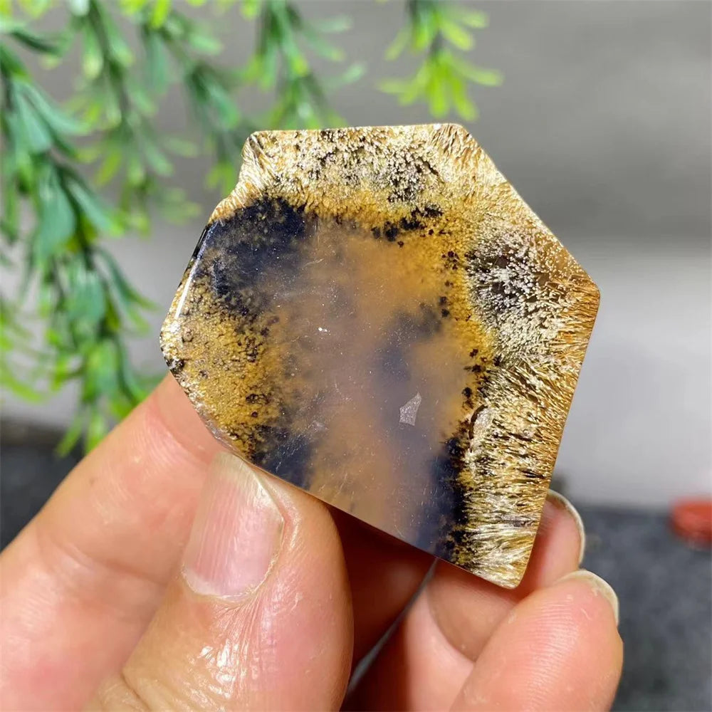 Crystal Natural Hair Agate Slab Polyhedron Quartz Minerals Home Decoration Stone Reiki High Quality Beauty Healing