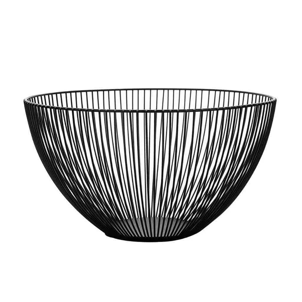 Household Tools Storage Basket Black Table Decor Metal Candy Dish Kitchen Fruit Bowl Food Baskets Iron Vegetable Home Holder