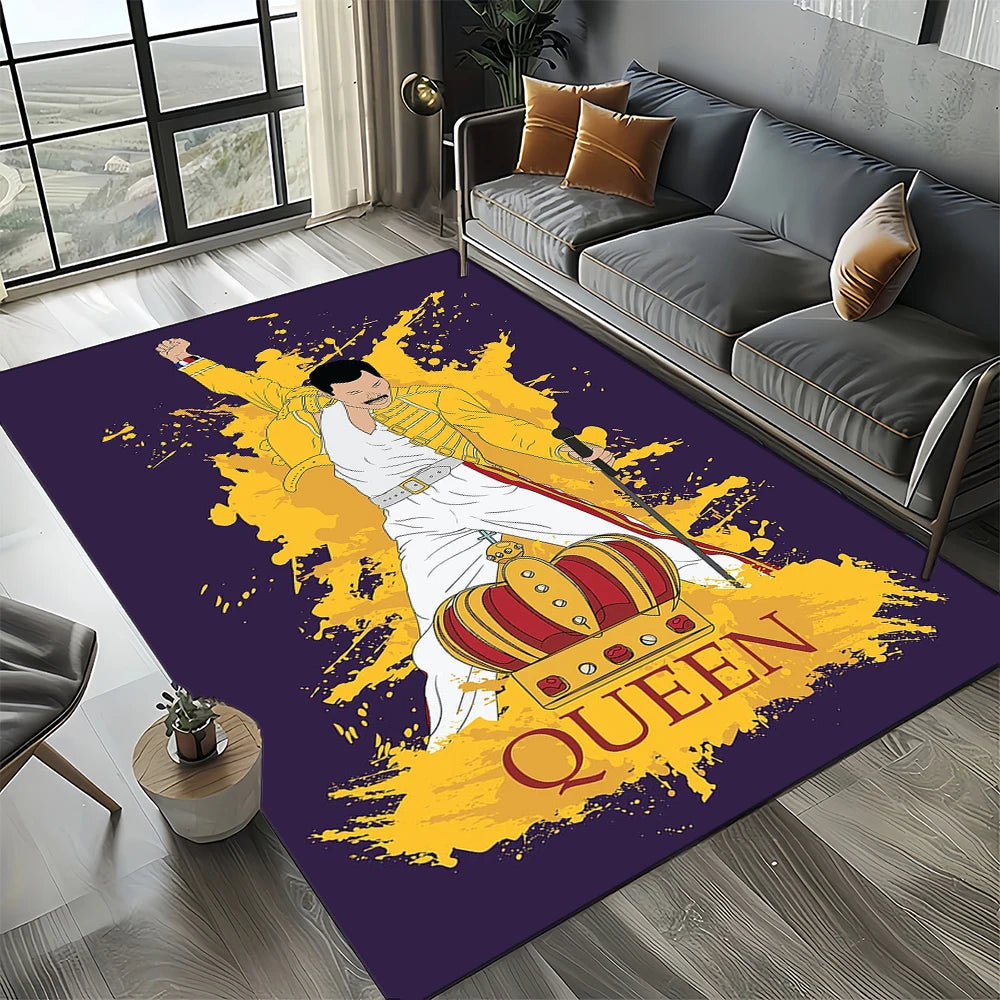 2025 Classics Queen-Rock-Band Freddie Carpet Rug for Living Room Bedroom Home Sofa Decoration,Kid Area Rug Non-slip Floor Mat
