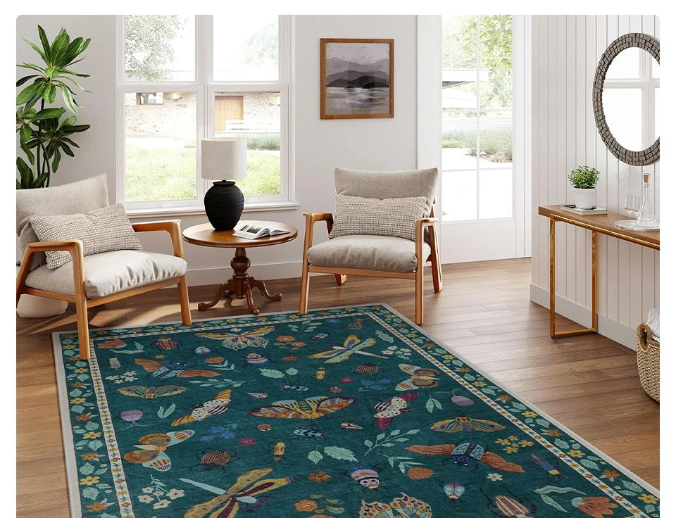 Rug for Living Room Carpet Large Size Bedroom Bedside Floor Mat Green Insect Carpets Tropical Rainforest Home Decoration Rugs