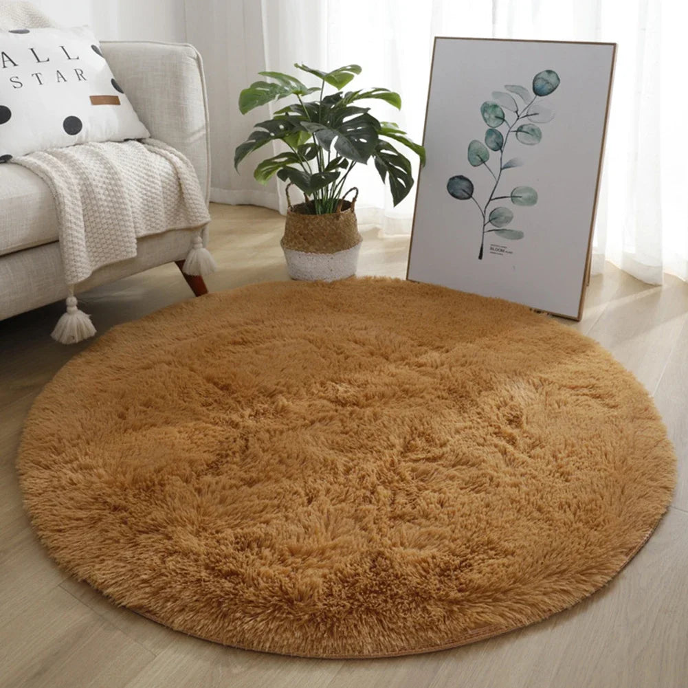 40/60/80cm Anti-Slip Round Rugs Large Shaggy Rug Super Soft Mat Living Room Bedroom Carpet Home Furnishings