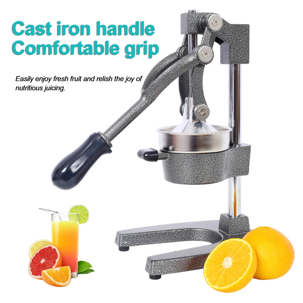 Cast Iron Citrus Juicer , Extra-Large Commercial Grade Manual Hand Press , Heavy Duty Countertop Squeezer for Fresh Orange Juice