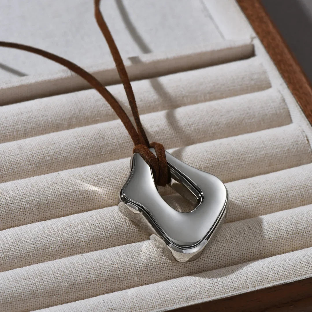 2025 Europe Adjustable Rope Geometric Silver Color Pendant Sweater Chain Necklace Woman Fashion Jewelry Trend