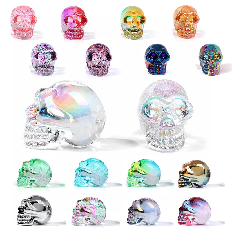 Crystal Skull Glass Carving Jewelry Quartz For Home Decoration Healing Crystals Skull Ornament Reiki Witchcraft Gifts Figurine