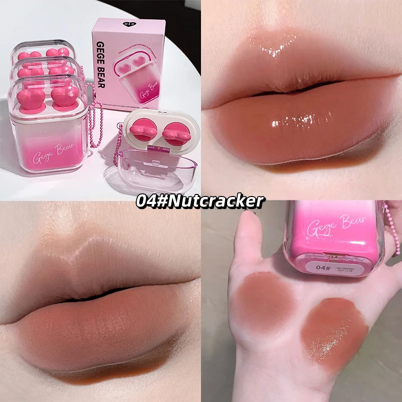 GegeBear Heartfelt Water-Gloss Lip Set:Lasting, Non-Fading Formula for a Natural, Compact, Portable Design Resembling Earbuds
