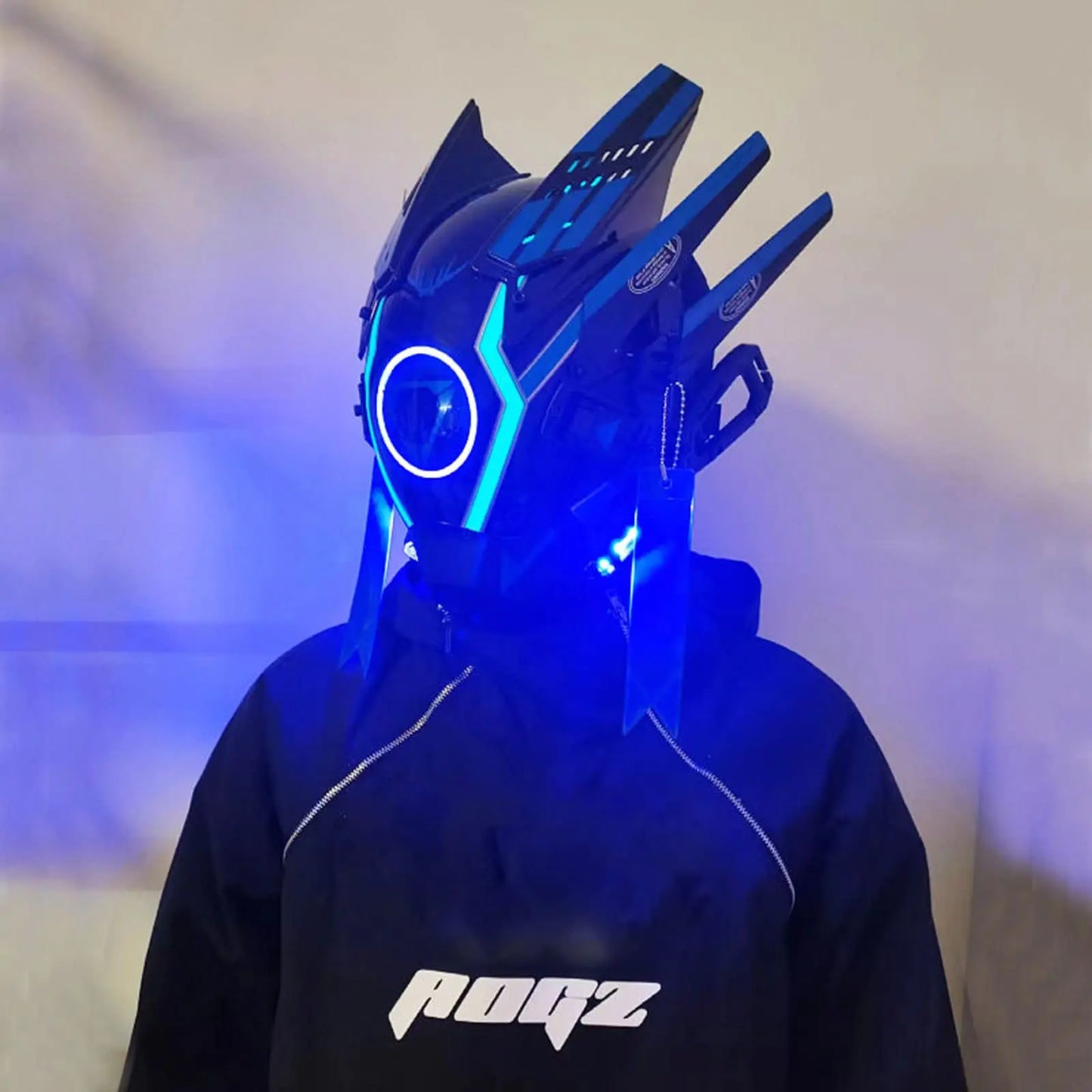 JAUPTO Punk Mask cyber Helmet,LED Light Cool Samurai Mask,Halloween Cosplay Anime mask Fit Party Music Festival Accessories