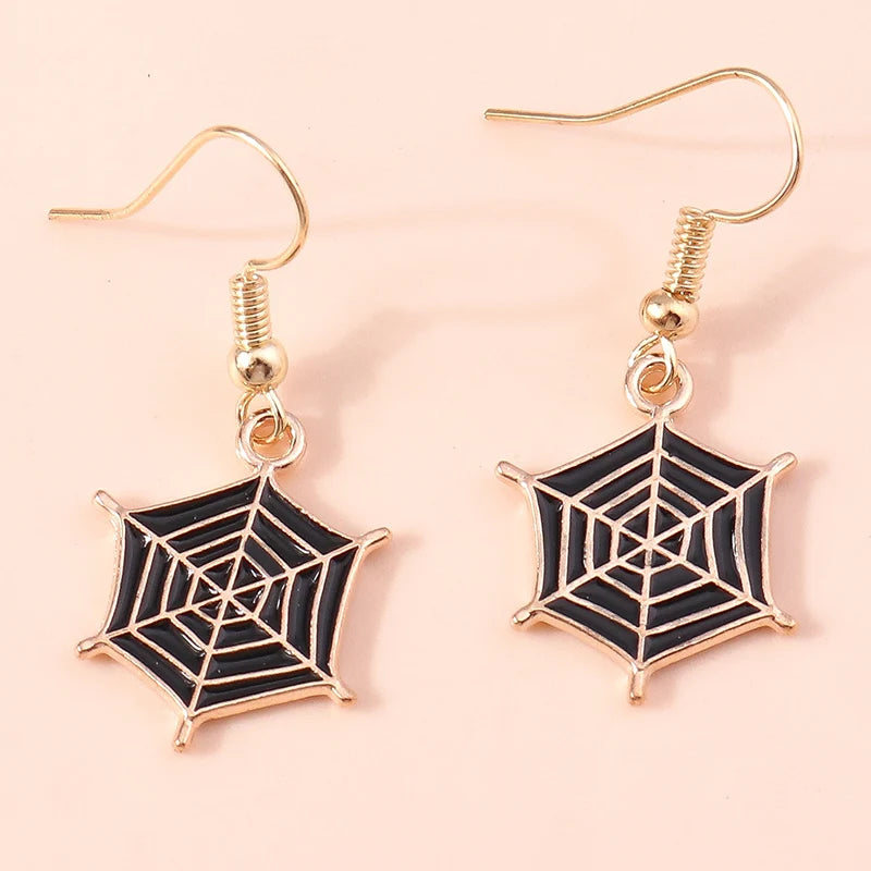 Aihua Fashion Halloween Earrings Enamel Ghost Skeleton Pumpkin Bat Spider Earrings For Women Halloween Night Party Jewelry Gifts