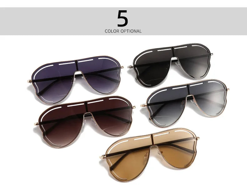 Oversized Hollow One-Piece Sunglasses Women Big Frame 2024 Luxury Brand Special-Shaped Sun Glasses For Ladies Eyewear Shades