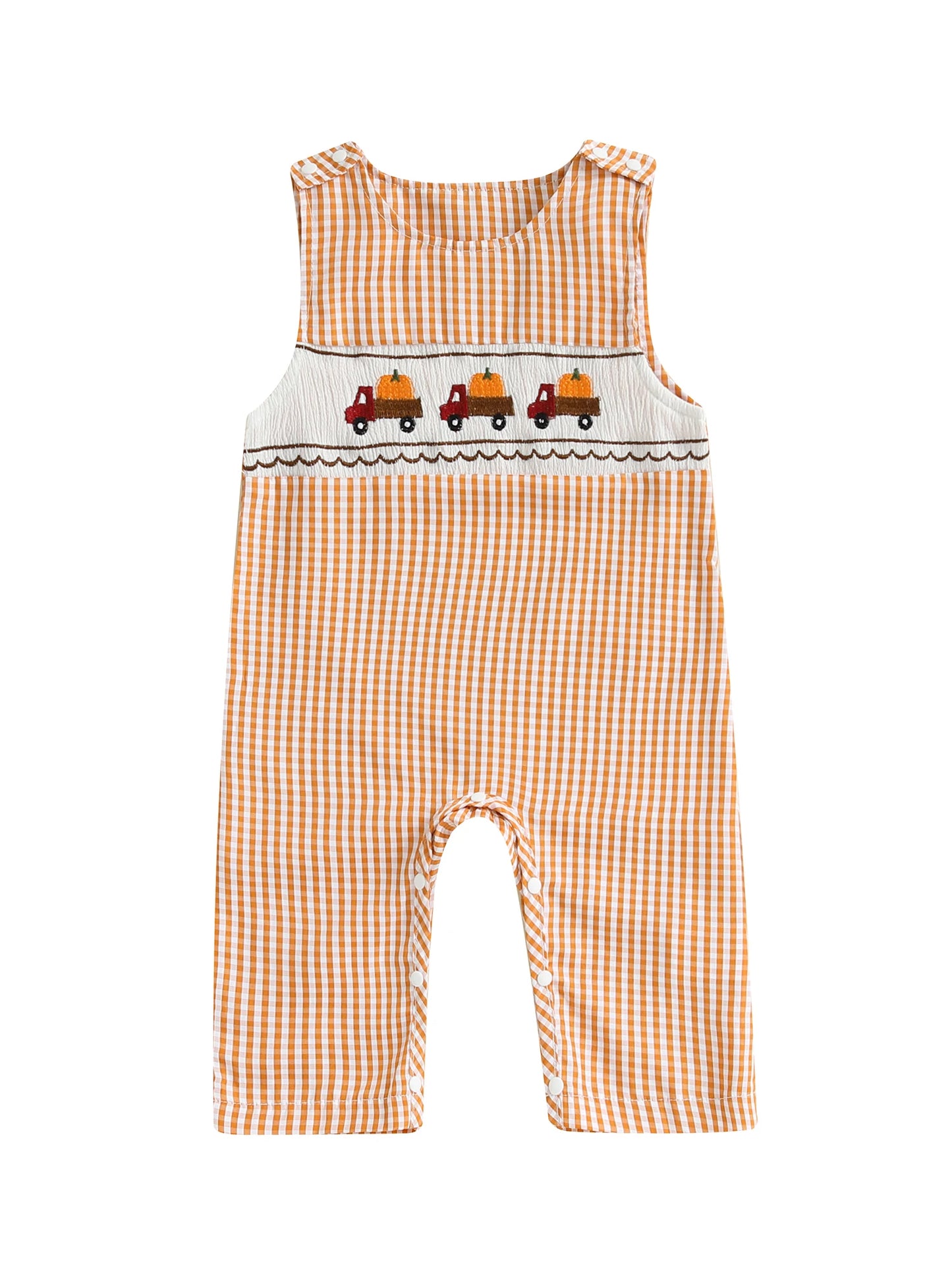 Infant Halloween Costume Sleeveless Round Neck Pumpkin Embroidery Bodysuit Toddler Outfit for Fall Festivities