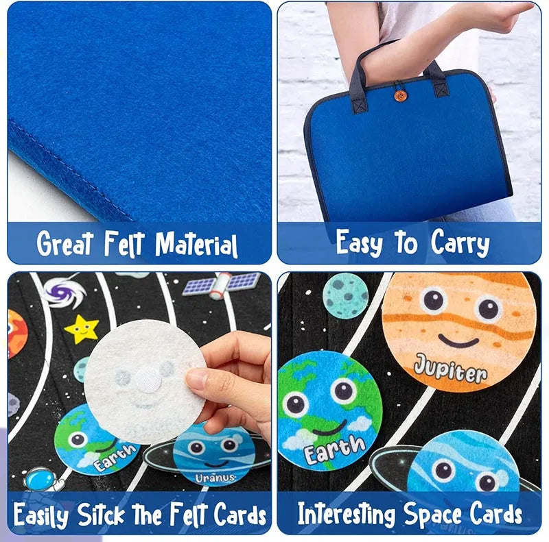 Montessori Educations Toys Handheld Travel Felt Story Board Set Kids Learning Storytelling Activities Interactive Play Kit Gifts