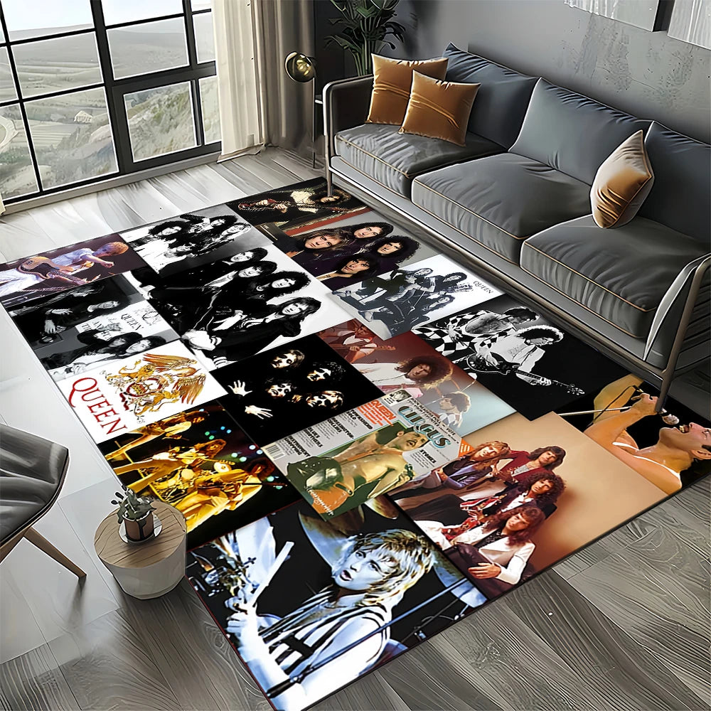 2025 Classics Queen-Rock-Band Freddie Carpet Rug for Living Room Bedroom Home Sofa Decoration,Kid Area Rug Non-slip Floor Mat