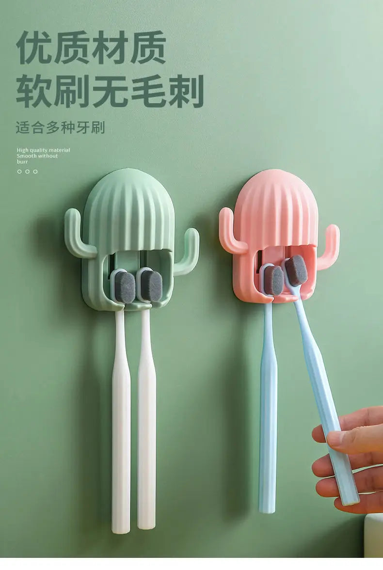 Cactus Toothbrush Holder Shelf Organizer Bathroom Household Items Bathroom Bathroom Shelves Drain