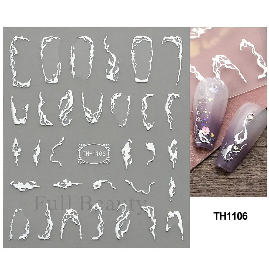 Nail Stickers Halloween Series Bat Skull Bone Ghost Pumpkin Pattern 3D Self Adhesive Decals For Nails Manicure Decoration LATH