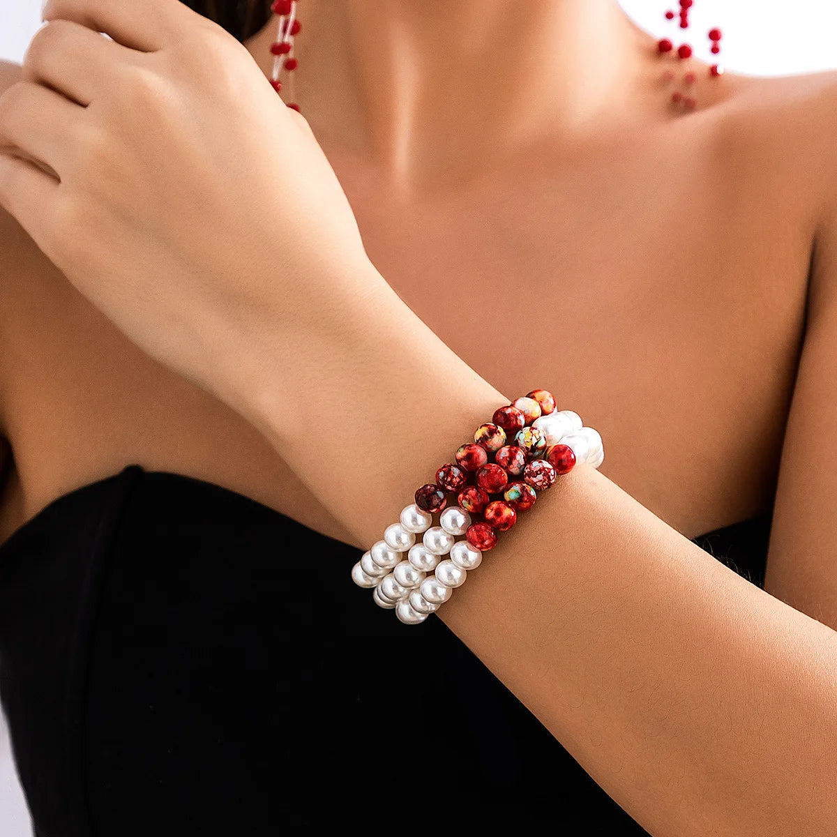 Gothic Blood Drop Fringe Necklace Choker Multi-colored Pearls Beaded Charm Fashion Halloween Party Jewelry Vampire Gifts for Her