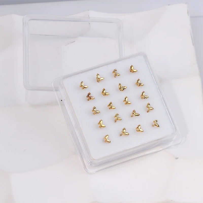 Karnoz 20Pcs/Pack Nose Stud Dragonfly Design Women Girls Nose Piercing Jewelry Piercing Nostril Piercing Jewelry Body Piercing