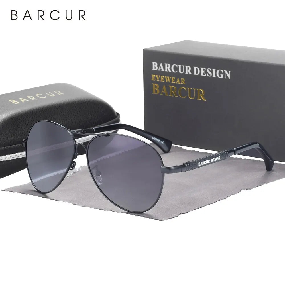 BARCUR Design Memery Frame Sunglasses Polarized For Men Sun Glasses Women Pilot Gradient Lens Eyewear Mirror Shades
