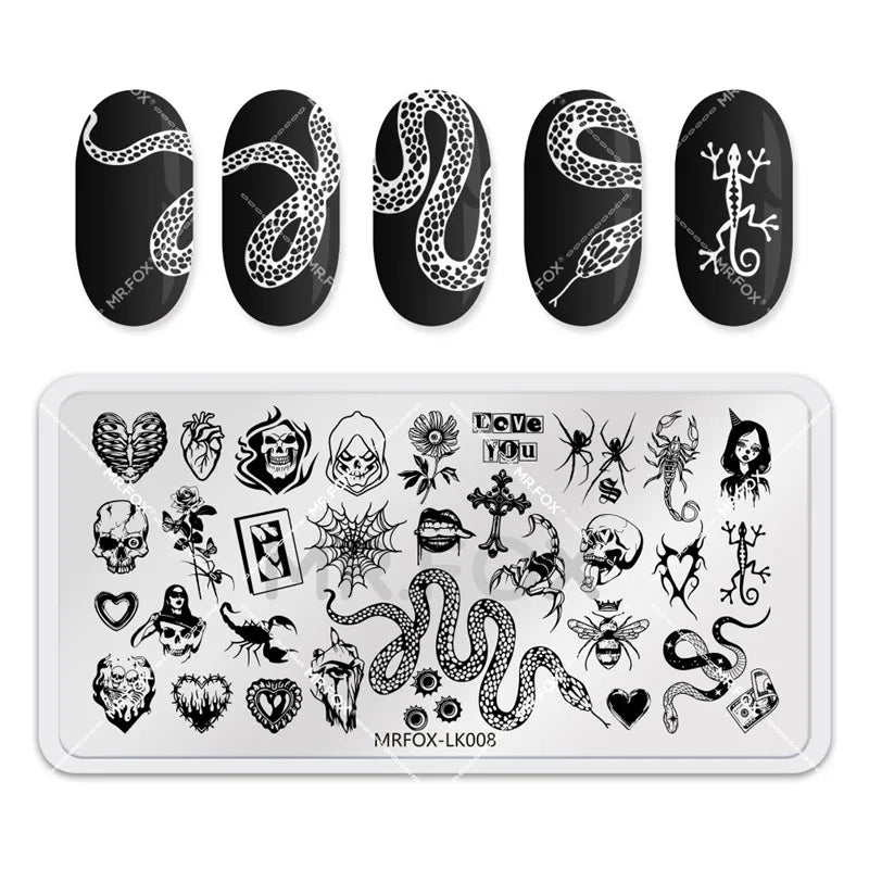 1PCS Halloween Nail Stamping Plates Rectangle Template Stencils Nail Art Stamp Image Plate Manicure Nail Print Tools