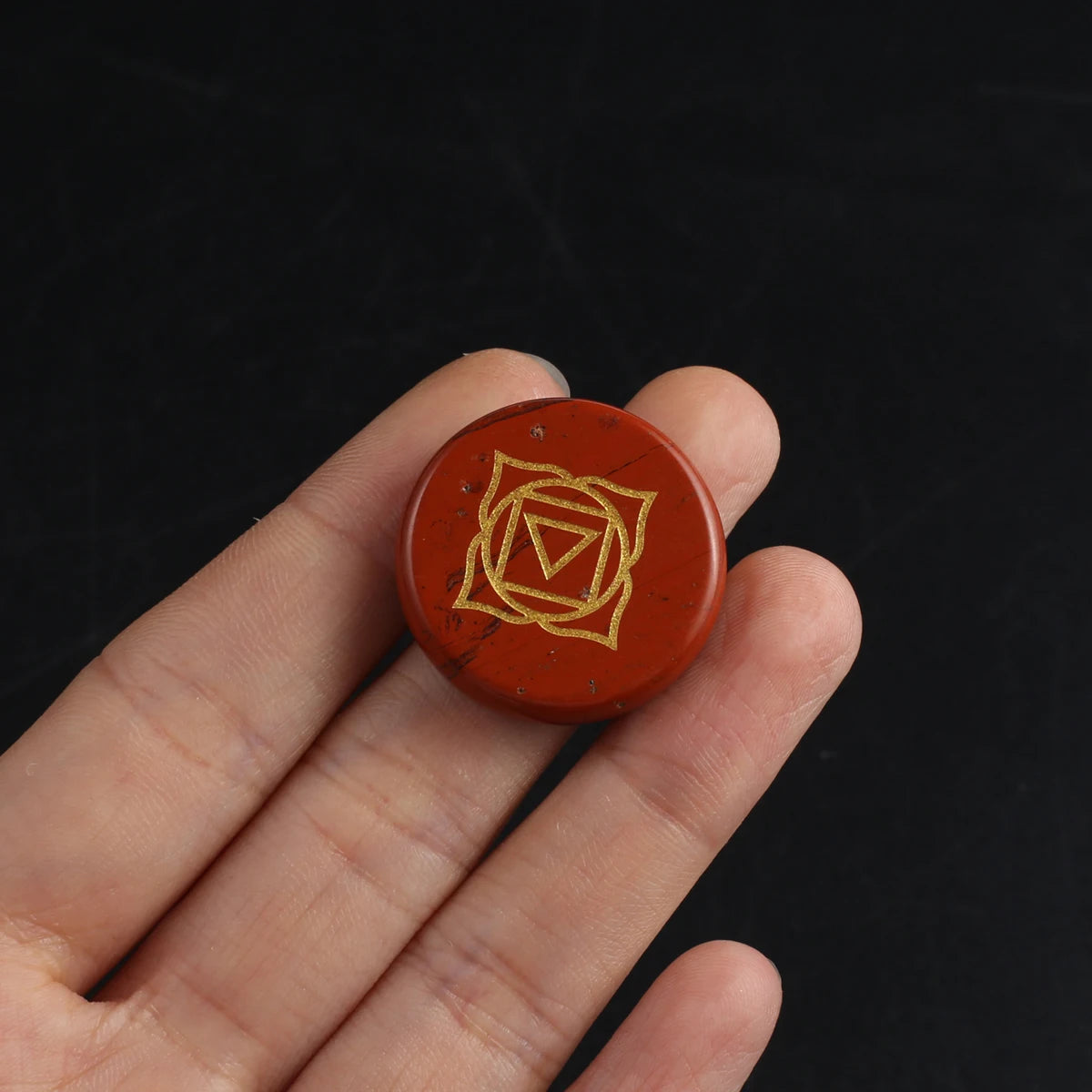 Set of 7 Pieces Natural Stones  Pendulum Reiki Healing Stones Engraved  Seven Chakra Symbols Reiki Healing Gems