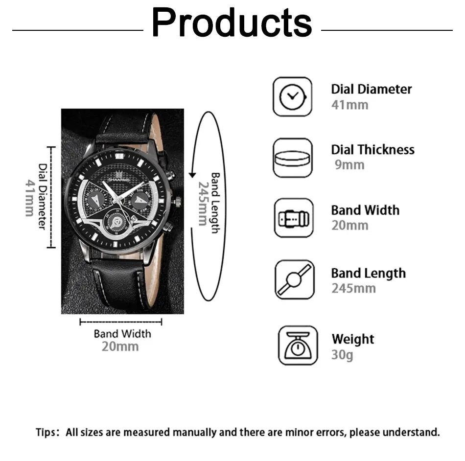 3PCS Set Men Watch Minimalist Men's Fashion Ultra Thin Watches Simple Men Business Leather Quartz Wristwatch Relogio Masculino