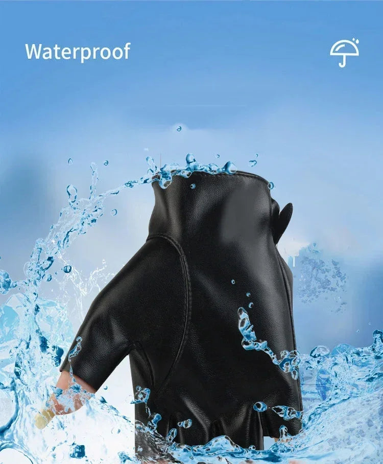 Women Halloween PU Leather Waterproof  Fingerless Gloves Female Half Finger Driving Cycling New Fashion Punk Gloves Dance Gloves