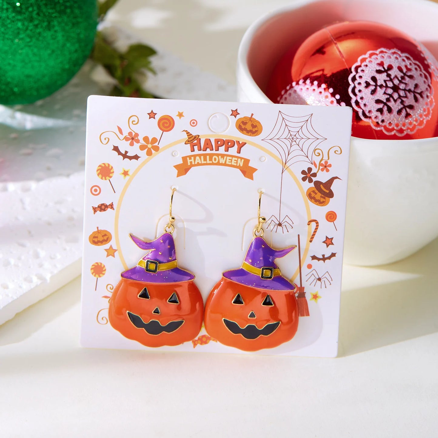 Cute Halloween Skull Bat Pumpkin Stud Earring for Women Jewelry Enamel Cat Star Moon Spider Ghost Dangle Piercing Party Ear Gift