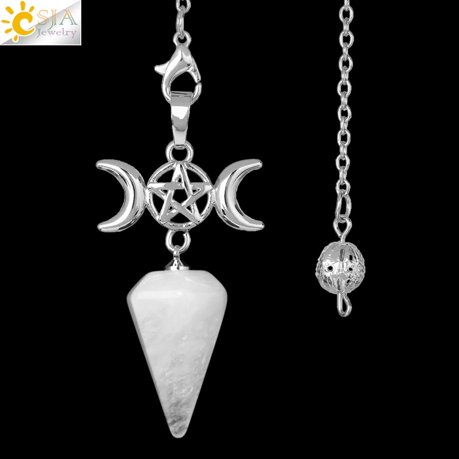 Healing Spiritual Crystal Pendulum Reiki Natural Stone Pendant Cone Penulum Pendulos for Dowsing Divination Healing Jewelry S962
