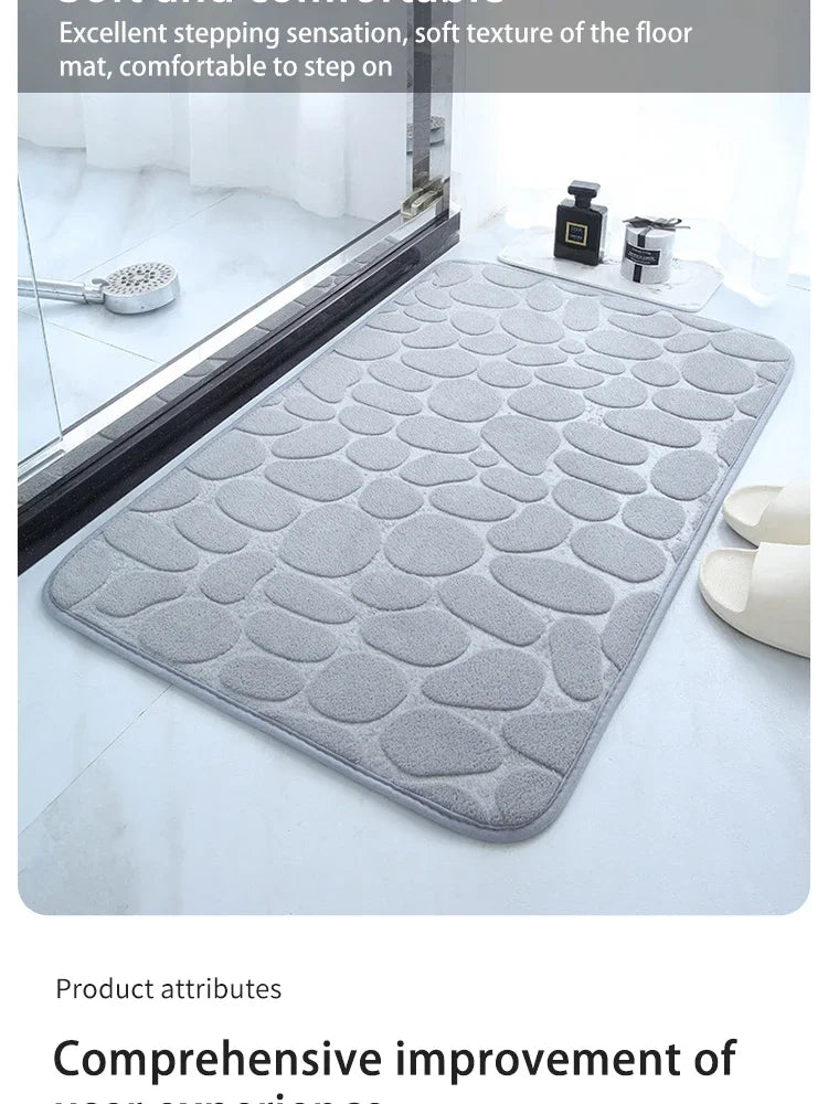 Pebble embossed bath blanket, memory foam absorbent floor mat, bathroom floor mat, anti-skid door blanket, indoor floor mat