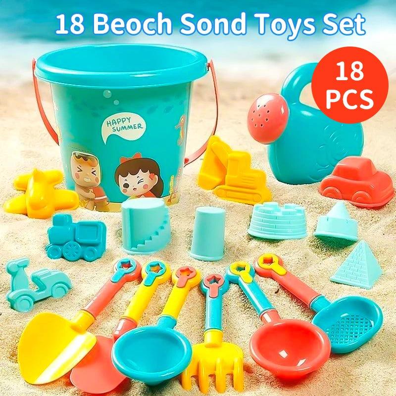 Children Beach Toys Summer Outdoor Games Sand Play Plastic Bucket Watering Bottle Shovels Kids Beach Water Game Toys Tools Gifrs