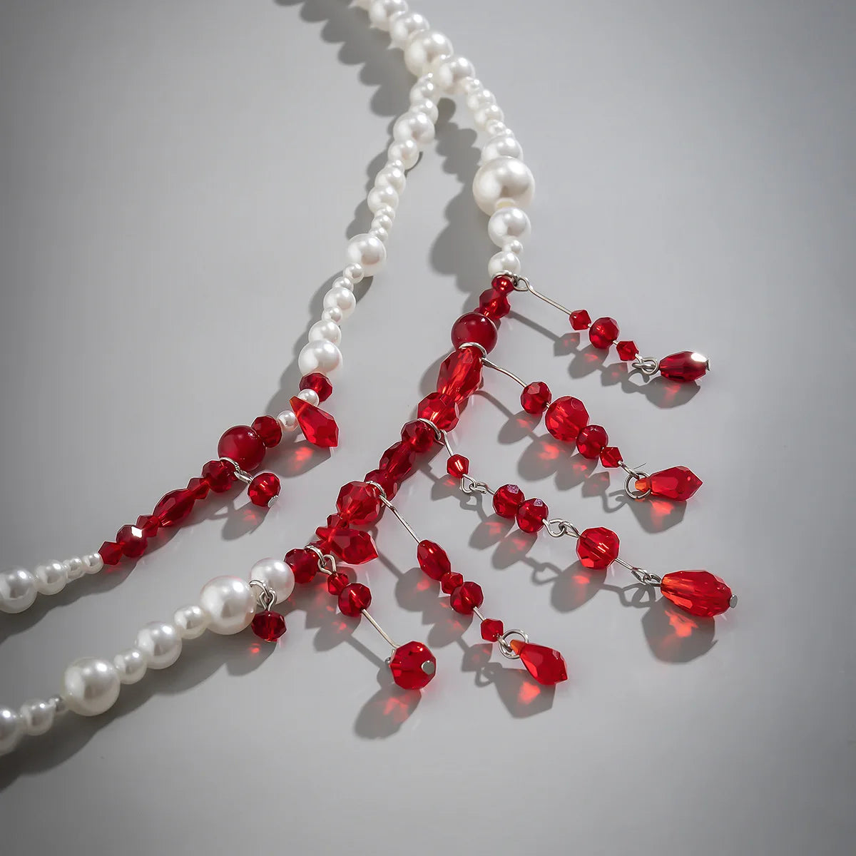 Gothic Blood Drop Fringe Necklace Choker Multi-colored Pearls Beaded Charm Fashion Halloween Party Jewelry Vampire Gifts for Her