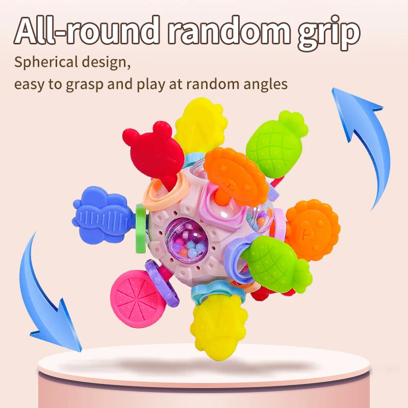 Montessori Baby Teething Toys Sensory Chew Teething Ball Rattle Grasping Activities Babies Toys for 0-18 Months Girls Boys Gifts