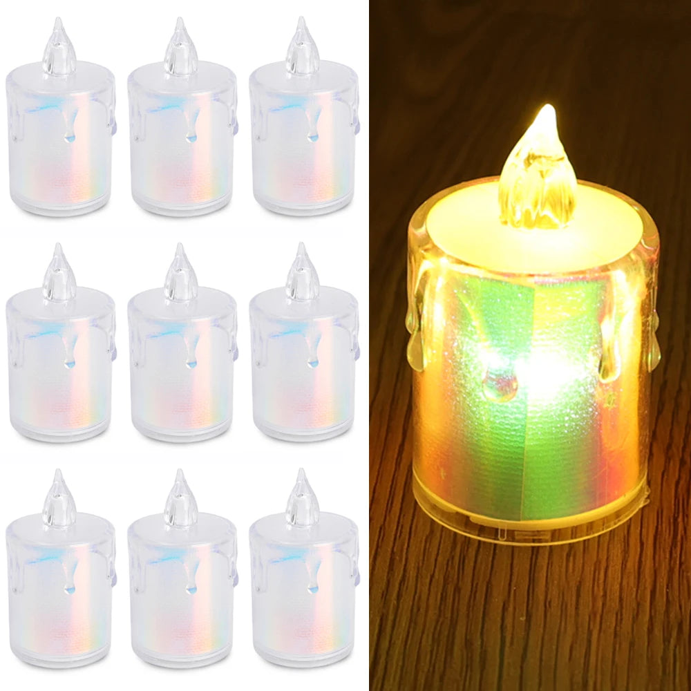 6/1PCS Flameless LED Electronic Candle Dropping Wax Tea Light Realistic Flames Led Lamp Christmas Halloween Wedding Home Decor