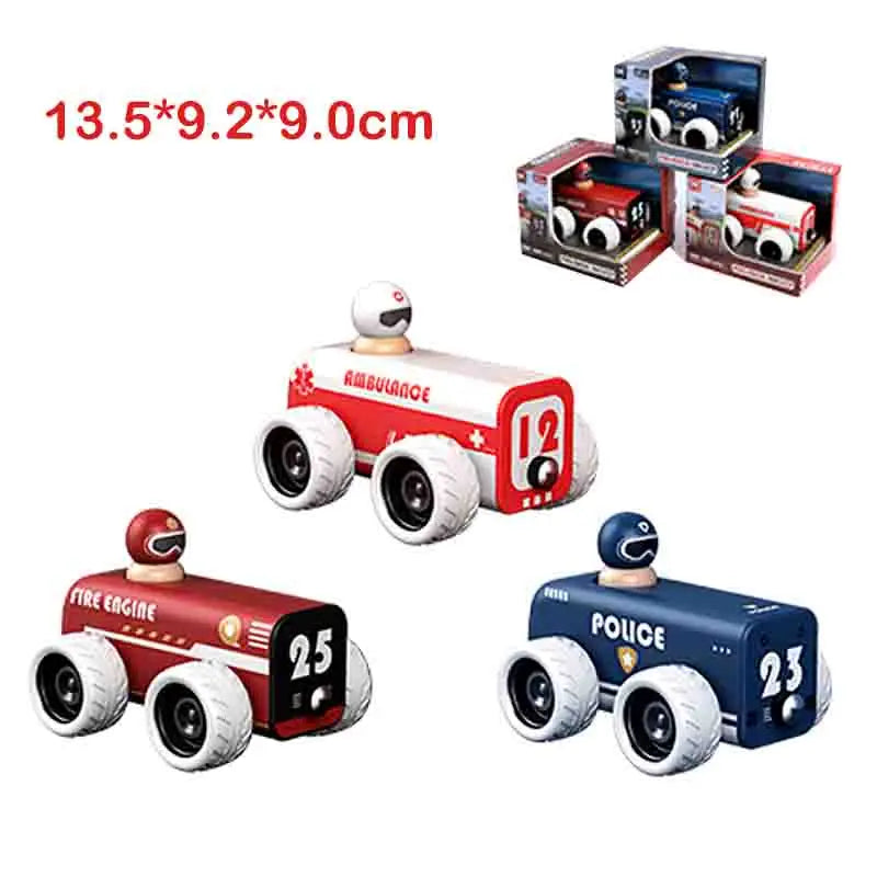 Wooden Fire Engines, Police Cars And Ambulances; Retractable Baby Strollers; Wooden Toys For Children'S Education; Birthday Gift