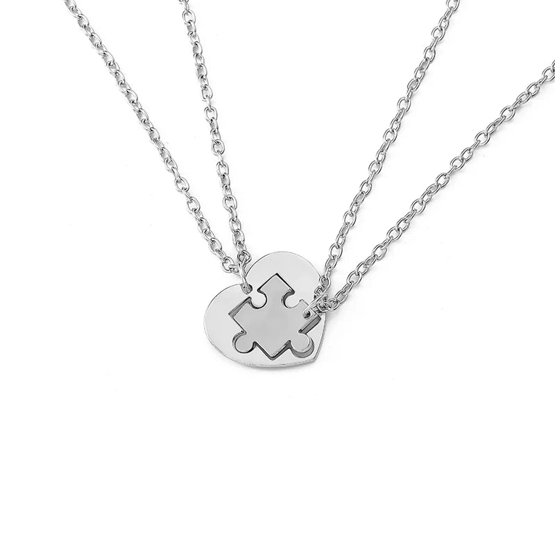 I Love You Best Friends Couple Necklace Jewelry Puzzle BFF Key Lock Tai Chi Heart Pendants Necklaces For Women Men Gift Collier