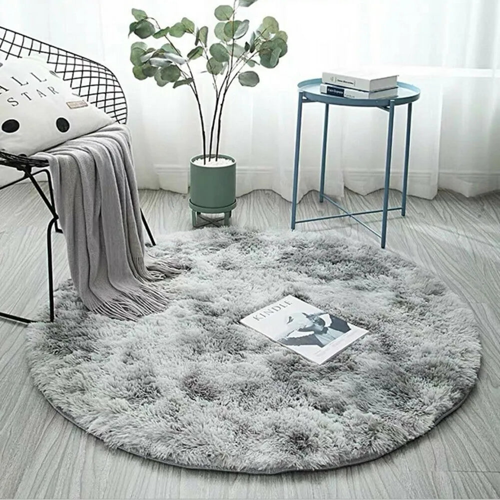 Circle Round Shaggy Rug Living Room Bedroom Carpet Floor Mat Anti-Skid Floor Soft Solid Large Carpets